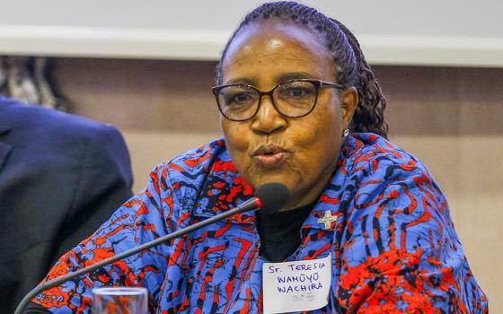 Loreto Sr. Wamuyu Wachira speaks during an event to inaugurate the Catholic Institute for Nonviolence at the Istituto Maria Bambina in Rome Sept. 29, 2024. (CNS/Justin McLellan)