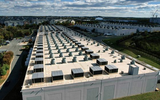 An aerial view shows an Amazon Web Services Data Center known as US East 1 in Ashburn, Virginia, Oct. 20, 2025. (OSV News/Reuters/Jonathan Ernst)