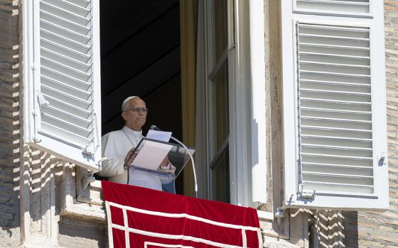 Pope Leo XIV leads the Angelus prayer in St. Peter's Square at the Vatican Sept. 13, 2026. Leo commemorated the 25th anniversary of the Sept. 11, 2001, terrorist attacks in his address. (OSV News/Vatican Media/Matteo Pernaselci)