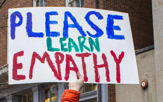 A sign promoting empathy is seen among protesters at Donald Trump's first presidential inauguration Jan. 20, 2017, in Washington, D.C. (Dreamstime/Arienne Davey)