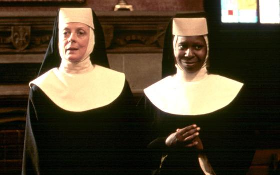 Maggie Smith as the Reverend Mother and Whoopi Goldberg as Deloris Van Cartier in a still from the 1992 movie "Sister Act." (Newscom/Cover Images via ZUMA Press)