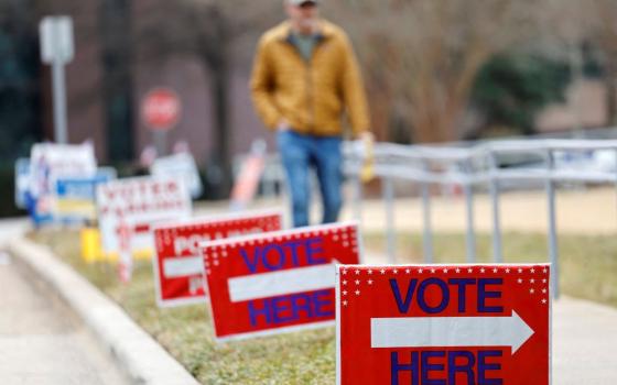A voter walks toward his polling place in Cary, N.C., during his state's primary election March 3, 2026, to choose candidates for the November midterm elections. (OSV News/Reuters/Jonathan Drake)