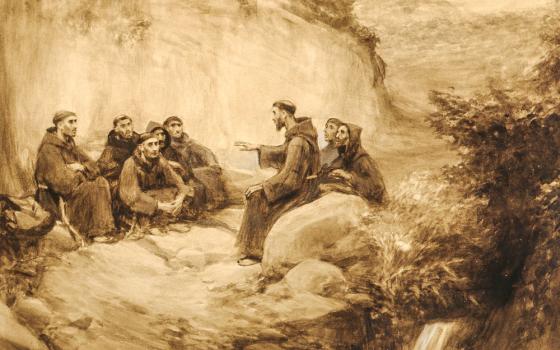 "Francis and His Brothers Plan Their New Life," detail of artwork by José Benlliure y Gil (Wikimedia Commons)