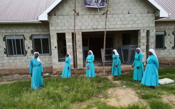 Sisters of the Good Samaritan, Uganda, in 2021 at the construction site for the dispensary they are establishing (Courtesy of Sisters of the Good Samaritan, Uganda)