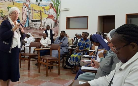 Pat Murray gives workshop in Nairobi, 2016: Loreto Sr. Patricia Murray gives a workshop presentation in Nairobi in October 2016. Murray is a longtime champion of the global sisterhood and elevating the ministries and work of sisters. (GSR photo)