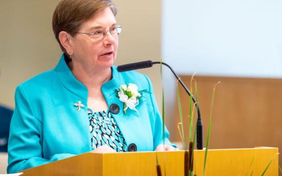 Sr. Maureen Geary of the Dominican Sisters of Grand Rapids, Michigan, preaches at the congregation's annual gathering in 2018. (Courtesy of the Grand Rapid Dominicans)