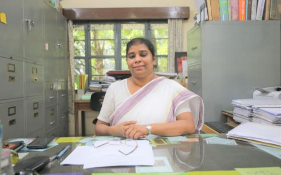 Shikha Laetitia Gomes in her office: Holy Cross Sr. Shikha Laetitia Gomes in her office at Holy Cross College in Dhaka, Bangladesh (Sumon Corraya)