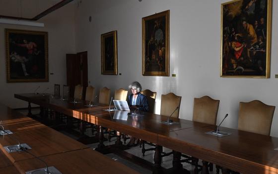 Xavière Sr. Nathalie Becquart at the General Secretariat of the Synod of Bishops Sept. 27, 2021, at the Vatican (AP/Sipa USA/Abaca/Erice Vandeville)