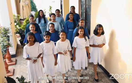 A choir of young women in Good Shepherd ministries in Sri Lanka open the July 30 webinar on the rights of girls in Asia and the Pacific. (GSR screenshot)