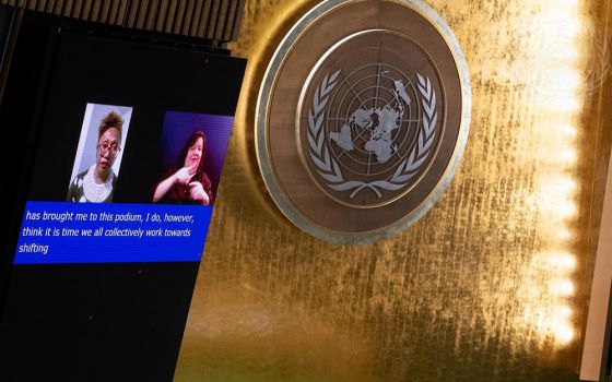 The March 15 opening session of the U.N.'s 65th Commission on the Status of Women was held at the U.N.'s General Assembly, though only a small number of people attended in person because of COVID-19 restrictions, with others joining online. (UN photo)