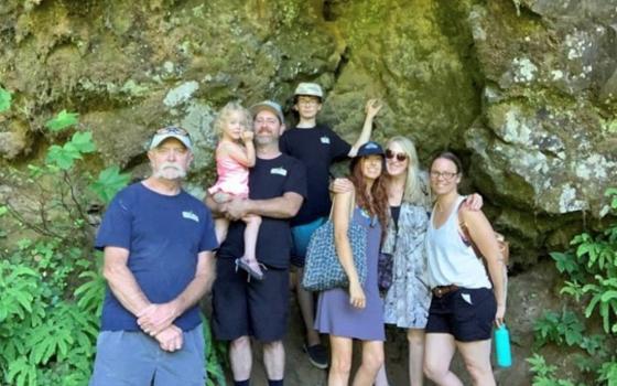 In June 2021, we flew out to Portland to meet my half-brother, Ollie, and his family. We spent a week with them, exploring all over Portland. We went to a beautiful waterfall on this day and took our first family photo. (Courtesy of Caileigh Pattisall) 