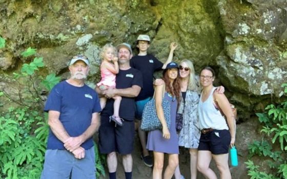 In June 2021, we flew out to Portland to meet my half-brother, Ollie, and his family. We spent a week with them, exploring all over Portland. We went to a beautiful waterfall on this day and took our first family photo. (Courtesy of Caileigh Pattisall) 