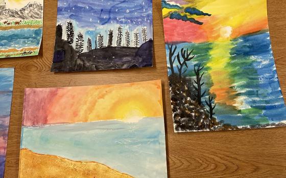 In one art therapy group, we explored painting with watercolor. I wanted the boys to explore landscapes and visualize where they feel calm. (Caileigh Pattisall)