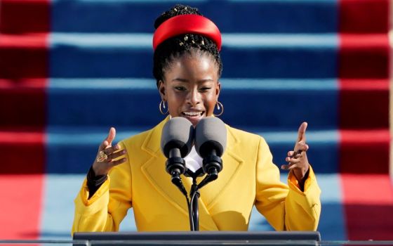 American poet Amanda Gorman reads her poem "The Hill We Climb" during Joe Biden's presidential inauguration at the U.S. Capitol in Washington, D.C., Jan. 20, 2021. Gorman said she wrote her latest poem, "New Day's Lyric," "to celebrate the new year and ho