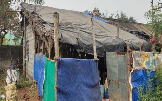 Fr. A. Pitchaimuthu, a priest of the Archdiocese of Pondicherry and Cuddalore in India, lived in this roadside hut the last 10 years of his life. He died Jan. 20 at age 82. (Sujata Jena)