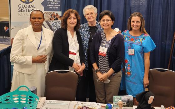 From left: Sr. Jane Wakahiu, head of the Catholic Sisters Initiative at the Conrad N. Hilton Foundation; Gail DeGeorge, editor of Global Sisters Report; Ursuline Sr. Michele Morek, GSR sister liaison; Benedictine Sr. Helga Leija, sister liaison for Spanis