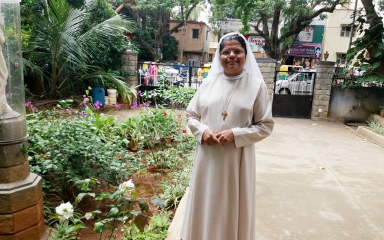 Sr. Gracy Vadakara on the campus of the Daughters of the Church convent in Bengaluru, Southern India (Philip Mathew)