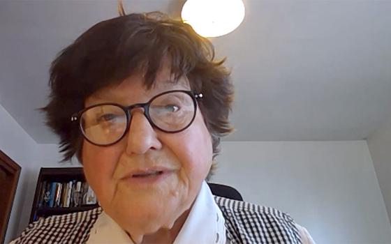 St. Joseph Sr. Helen Prejean gives the keynote address to the annual conference of the Resource Center for Religious Institutes on Oct. 26. (GSR screenshot)