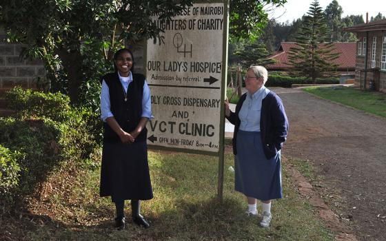 Sr. Mary Mukui and Sr. Deborah Mallott of the Daughters of Charity of St Vincent De Paul outside Our Lady's Hospice, in Thigio, Kenya. The Daughters of Charity opened the hospice in 2010; it has provided palliative care to 568 patients. (Lourine Oluoch)