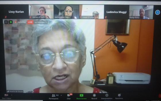 Sr. Noella de Souza of the Missionaries of Christ Jesus, a member of the survey team for a study on the status of women religious in India, addresses a July 10 international webinar. (Lissy Maruthanakuzhy)