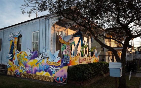 The house of Presentation Srs. Mary Lou Specha and Julie Marsh after it was turned into a "parade float" for Mardi Gras in New Orleans (Courtesy of Sr. Mary Lou Specha)