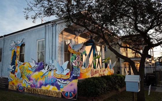 The house of Presentation Srs. Mary Lou Specha and Julie Marsh after it was turned into a "parade float" for Mardi Gras in New Orleans (Courtesy of Sr. Mary Lou Specha)