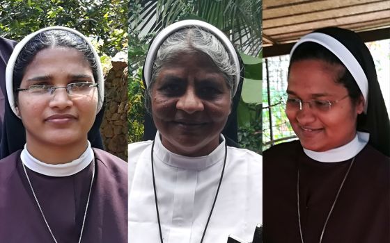 From left: Missionaries of Jesus Sr. Neena Rose; Franciscan Clarist Sr. Lissy Vadakkel; Missionaries of Jesus Sr. Anupama Kelamangalathuveli (Photos by Saji Thomas)