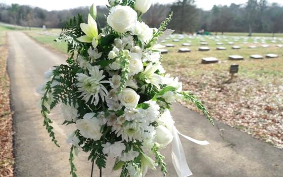 Flowers from the burial of Miriam Corcoran, a Sister of Charity of Nazareth, show the beauty of and love for Sister Miriam at Nazareth's cemetery. (Courtesy of Sisters of Charity of Nazareth)