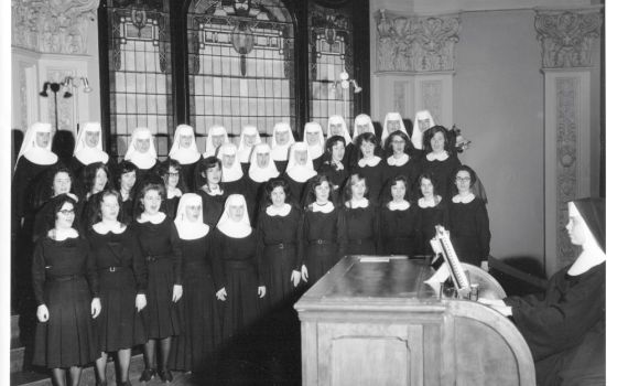 Ursuline Sisters in formation sing in the mid-1960s (Courtesy of the Ursuline Sisters of Louisville, Kentucky)