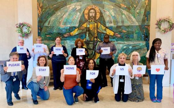 The administration and nursing staff of St. Joseph Villa, the retirement community of the Sisters of St. Joseph of Philadelphia, encourage people to stay home to prevent the spread of the coronavirus. (Courtesy of Sisters of St. Joseph of Philadelphia)