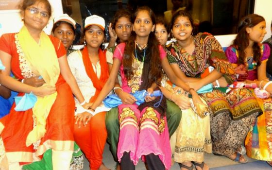 A group of girls living in Marialaya go on an outing in Chennai, India, in 2017. The girls at Marialaya (House of Mary) are the care of the Daughters of Mary Help of Christians, also known as the Salesian Sisters of Don Bosco. (Provided photo)