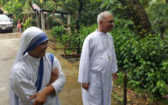 Bishop Moses Costa and Sr. Angelie of the Missionaries of Charity of Chittagong, Bangladesh. Both spoke of the pressures of family who leave rural areas and settle in urban settings, like Chittagong. (GSR/Chris Herlinger)