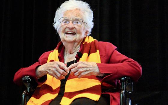 Sr. Jean Dolores Schmidt attends her 100th birthday celebration at Loyola University on Aug. 21, 2019, in Chicago. (RNS/Emily McFarlan Miller)