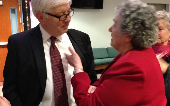Roberts speaks with Chittister following talk (Photo by Sallty Roberts)