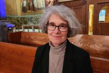 Sr. Nathalie Becquart, undersecretary of the Vatican's General Secretariat of the Synod, told GSR in a March 28 interview at a Manhattan church that she will vote during the October Synod of Bishops on synodality. (GSR photo/Chris Herlinger) 