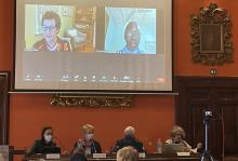 Panelists discuss how the process underway for the Synod of Bishops has to be sure to include the views of women and address "hot button" topics at a "Women in Synodality" event held in Rome on Dec. 16. (GSR photo/Christopher White)