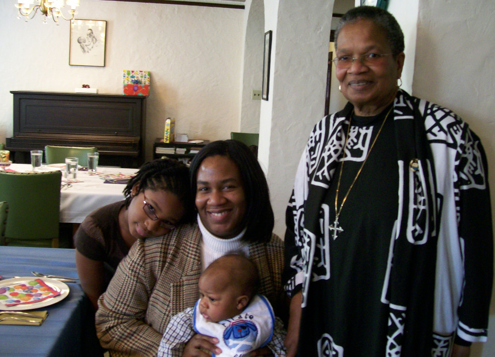 Sr. Dorothy Hall with her daughter, Kimberly; granddaughter, Jazmyn; and grandson Michael at her final profession ceremony at the motherhouse of the Sisters of St. Dominic of Blauvelt in 2007 (Courtesy of the Sisters of St. Dominic of Blauvelt, New York)